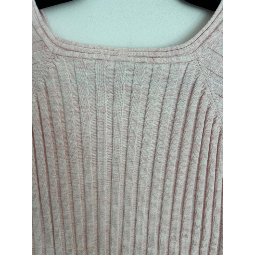 J. Jill Pink Marled Ribbed Knit Scoop Neck Raglan 3/4 Sleeve comfy Sweater Large - Picture 8 of 11